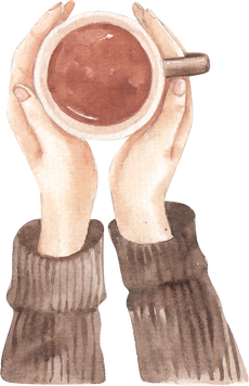 Watercolor Hands Holding a Coffee